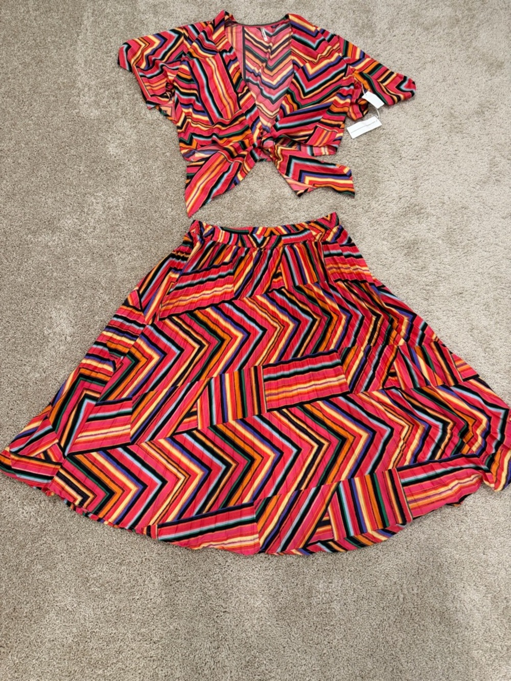 Live 4 Truth Two Piece Set Colorful Midi Skirt XL Top L Boho Matching Set